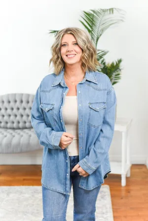 Alysia Relaxed Fit Button Down Denim Shirt