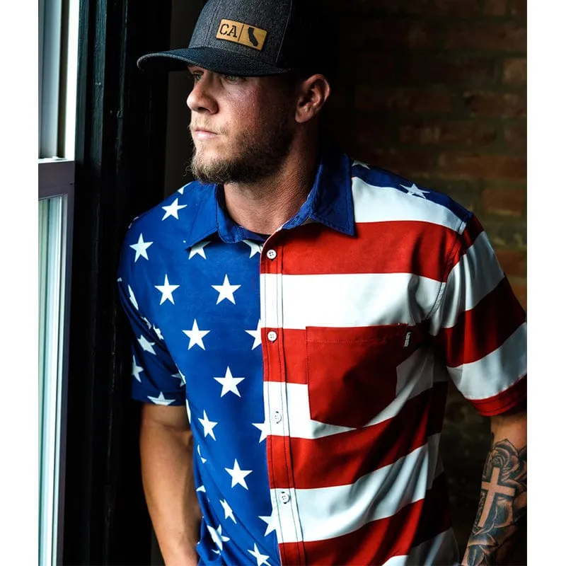 AMERICAN FLAG BUTTON DOWN