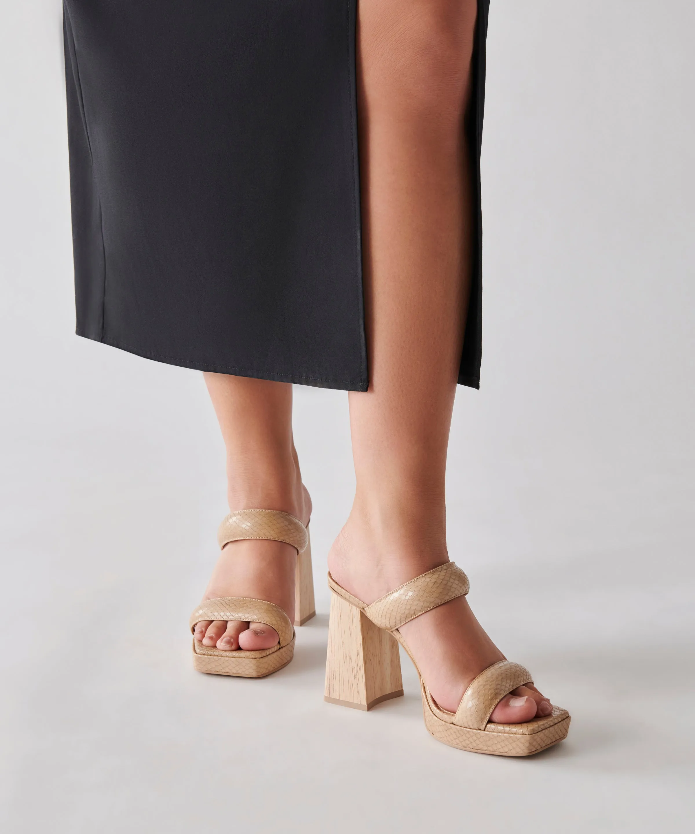 ATLAS HEELS TAUPE EMBOSSED STELLA