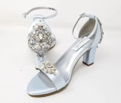 Baby Blue Wedding Shoes with Crystal Details