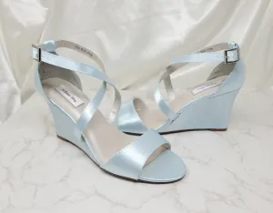 Baby Blue Wedding Wedges For Bride or Bridesmaids | Dyeable Shoes