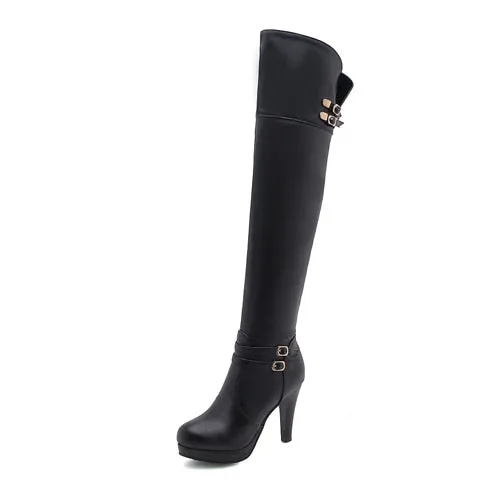 Black High Heels Over The Knee Boots Women Platform Thigh High Boots Spring Autumn Long Boots Shoes Cuissardes Sexy White