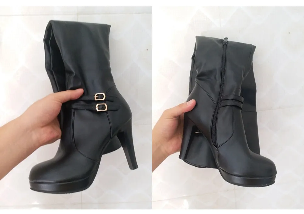 Black High Heels Over The Knee Boots Women Platform Thigh High Boots Spring Autumn Long Boots Shoes Cuissardes Sexy White