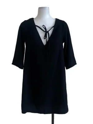 Black Plain V Neck Top