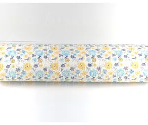 Blue Flowers on Lace Fabric Sheet with Glitter