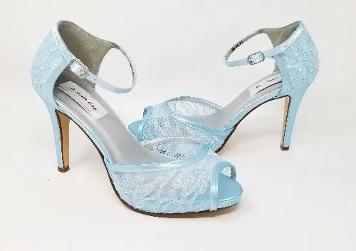 Blue Lace Bridal Shoes - Blue Bridesmiads Shoes