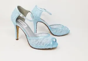 Blue Lace Bridal Shoes - Blue Bridesmiads Shoes