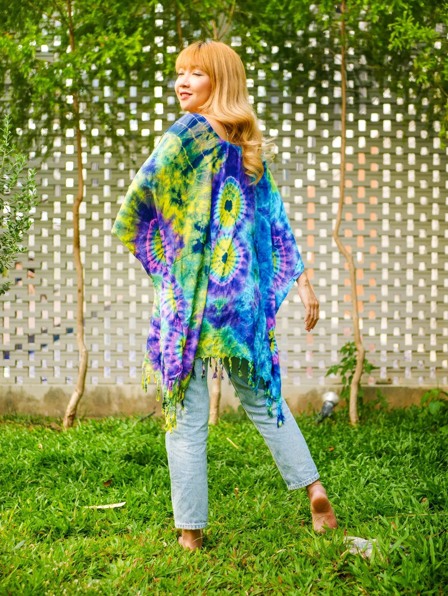 Bohemian Sunset Poncho Tunic Kaftan Blouse Oversize Top