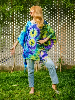 Bohemian Sunset Poncho Tunic Kaftan Blouse Oversize Top