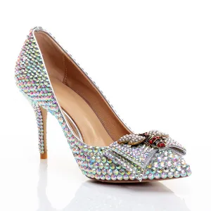 Bowknot Princess Rhinestone High Heels Stiletto Pumps
