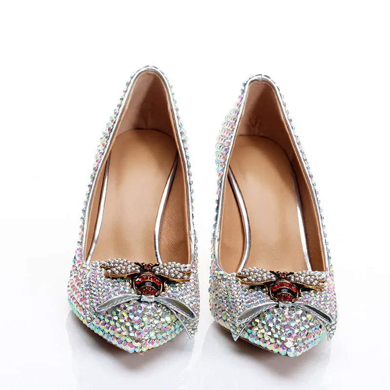Bowknot Princess Rhinestone High Heels Stiletto Pumps