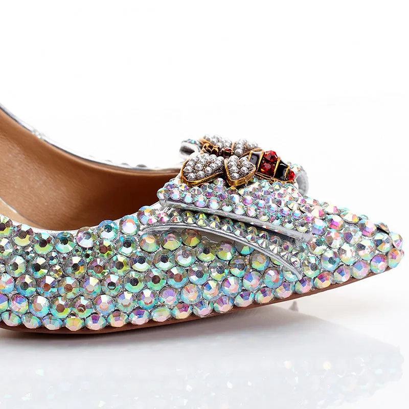 Bowknot Princess Rhinestone High Heels Stiletto Pumps