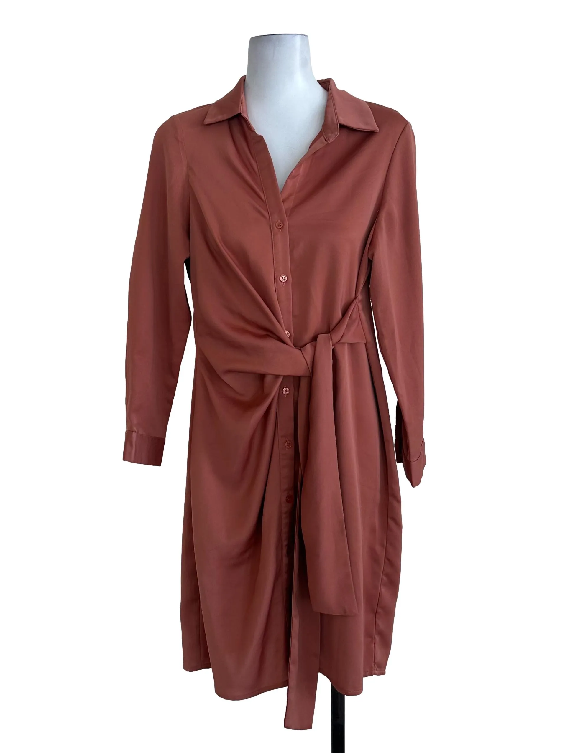 Brick Orange Plain Long Top
