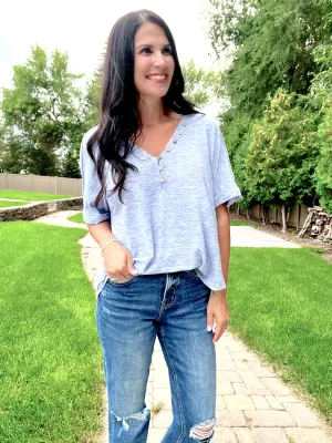 Button Down Roll up Sleeve Tee