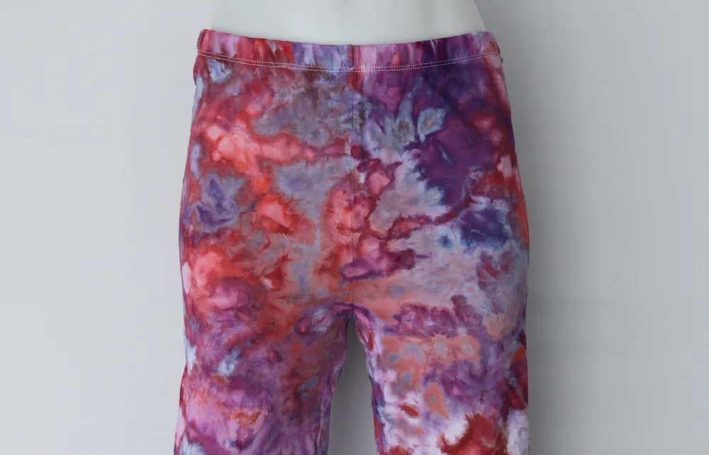 Capri leggings - size Large - ice dye - Fruit Punch crinkle