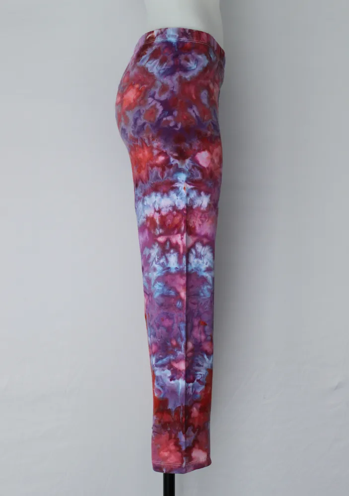 Capri leggings - size Large - ice dye - Fruit Punch crinkle