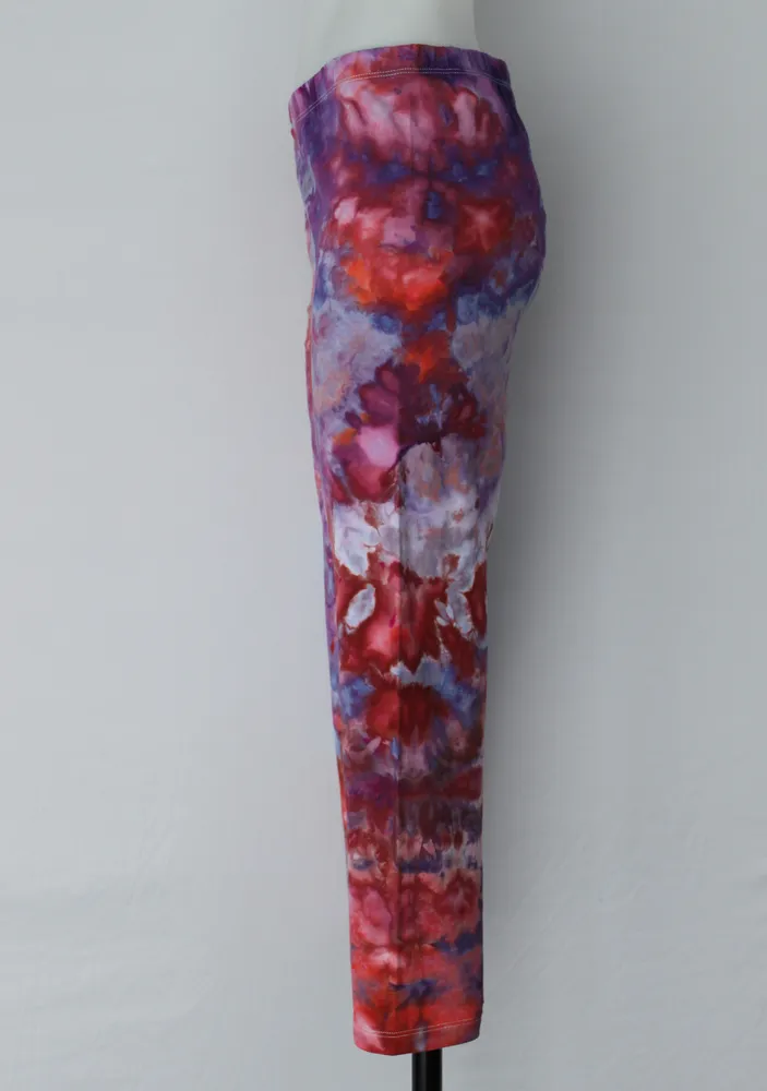 Capri leggings - size Large - ice dye - Fruit Punch crinkle