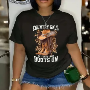 Casual Cowboys style Vintage print t-shirt