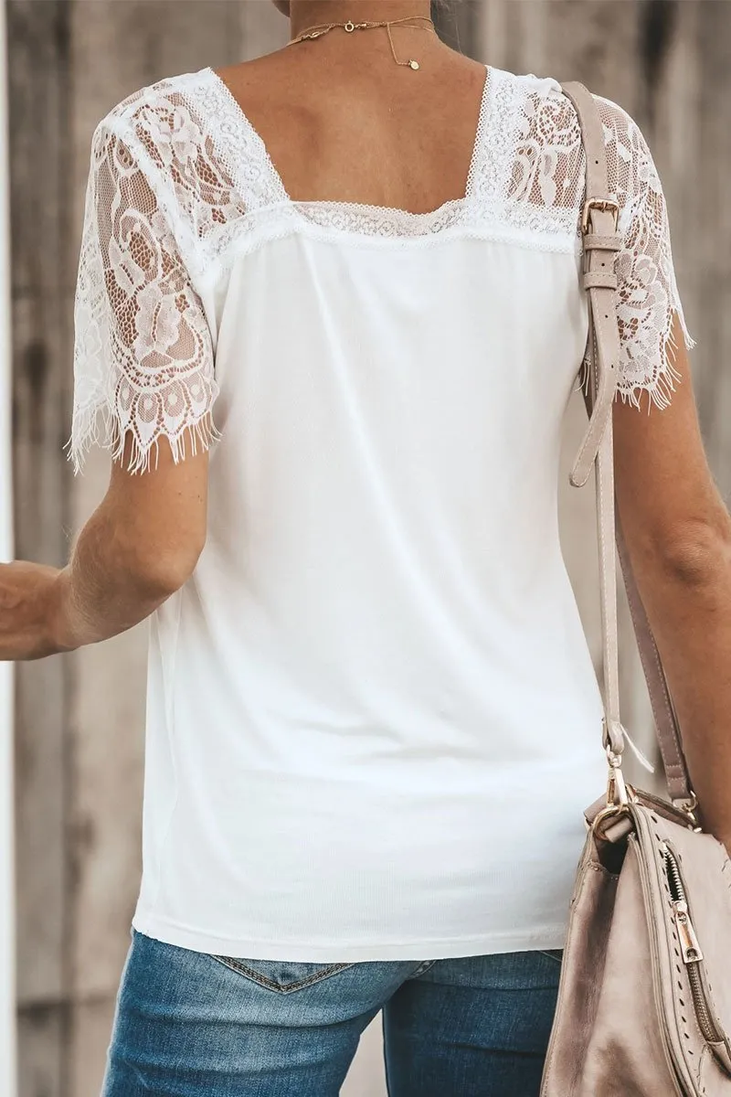 Chicindress Lace Patchwork Black T-shirt (2 Colors)