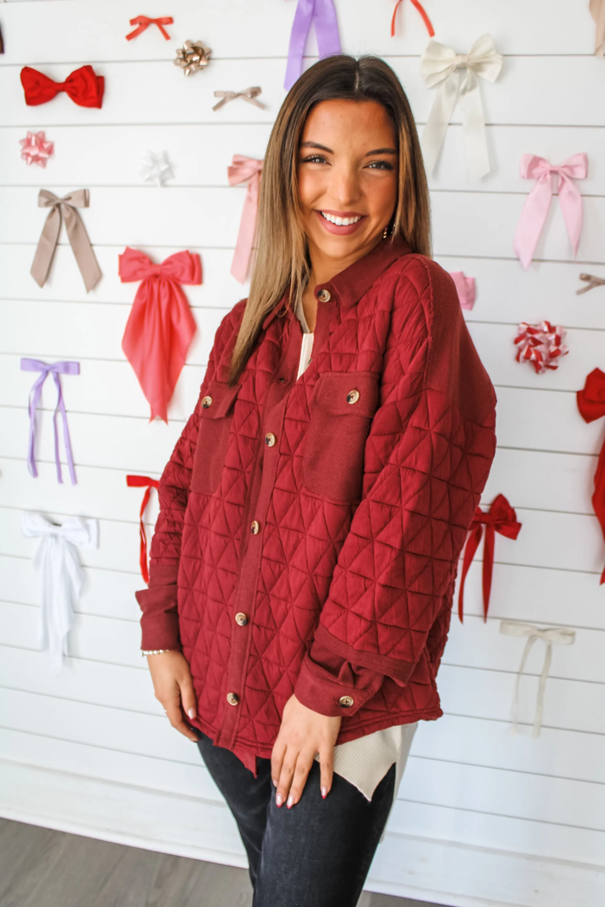 Crush On You Quilted Shacket • Brick - FINAL SALE