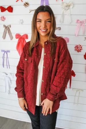 Crush On You Quilted Shacket • Brick - FINAL SALE