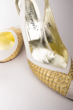 Crystal Lamé Slingback Heels