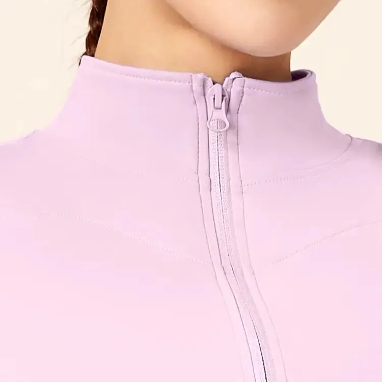 Custom Women's Gym Zip-Up Jacket Soft Comfortable Short Sleeves Breathable Quick Dry Jacket Yoga Fitness Running Workout