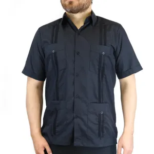 D'Accord Men's Black Cuban Guayabera Shirt