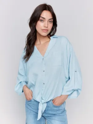 Daisy Chambray Tie Front Blouse