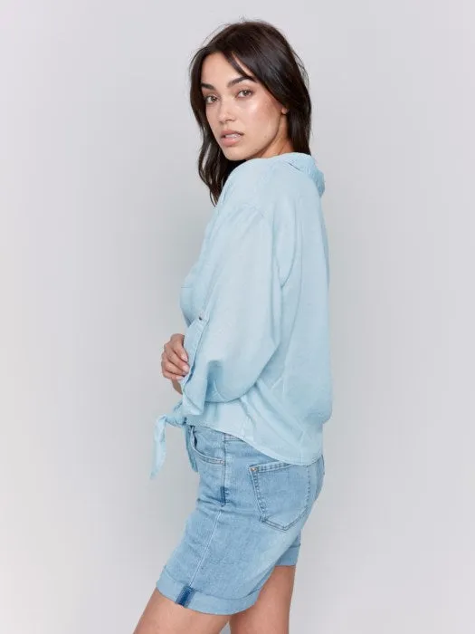 Daisy Chambray Tie Front Blouse