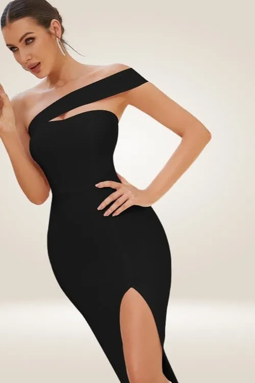 Delicate Diva High Slit Off The Shoulder Bodycon Dress