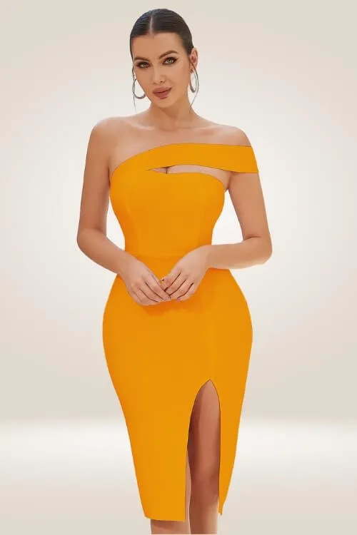 Delicate Diva High Slit Off The Shoulder Bodycon Dress