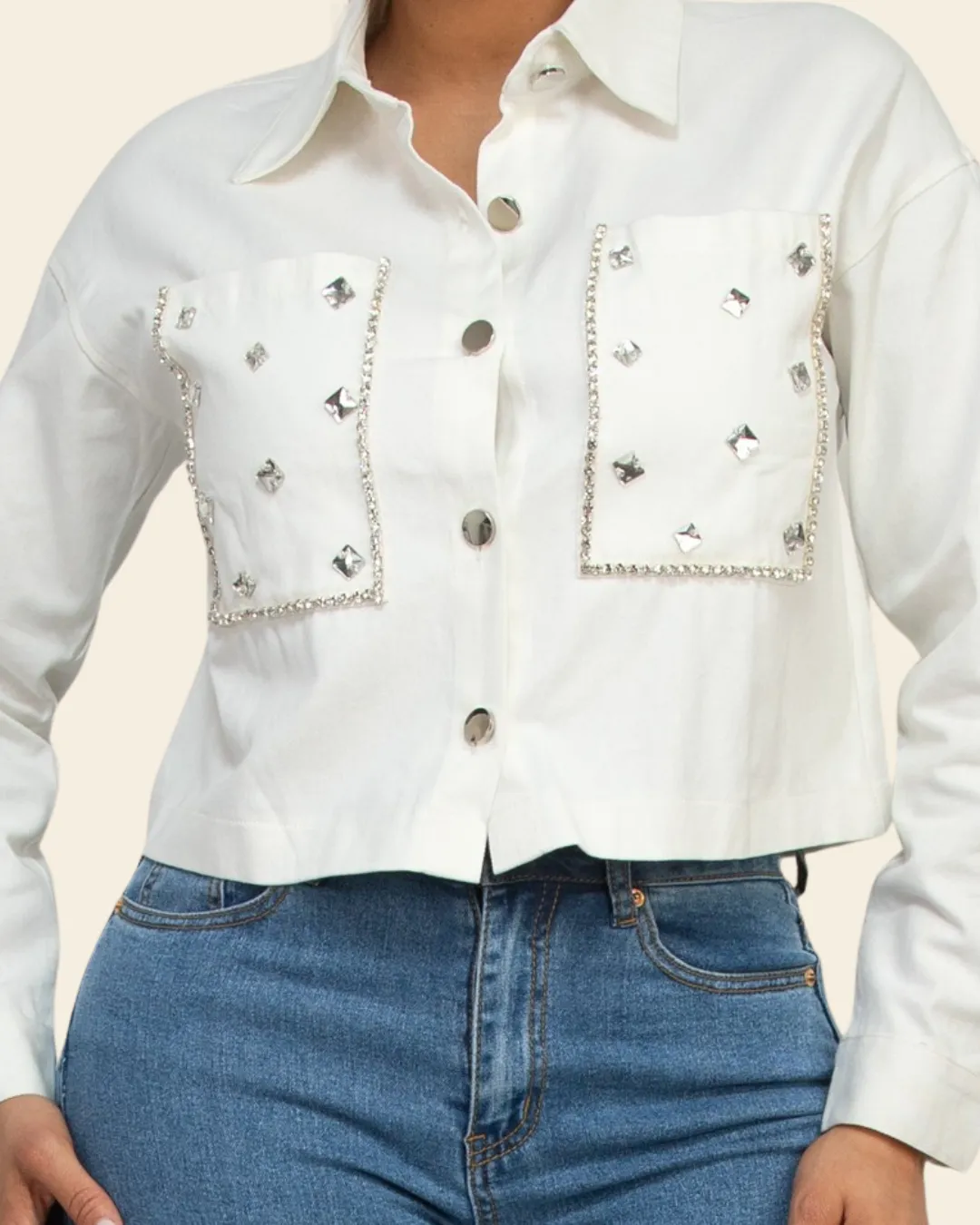 DIAMOND POCKETS LS BLOUSE