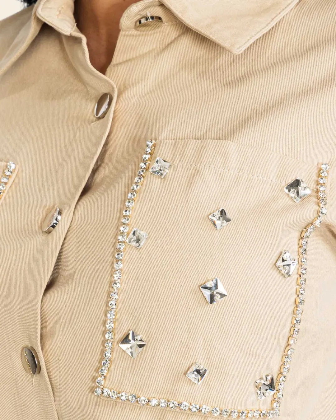 DIAMOND POCKETS LS BLOUSE