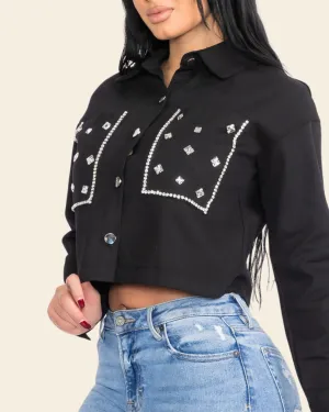 DIAMOND POCKETS LS BLOUSE