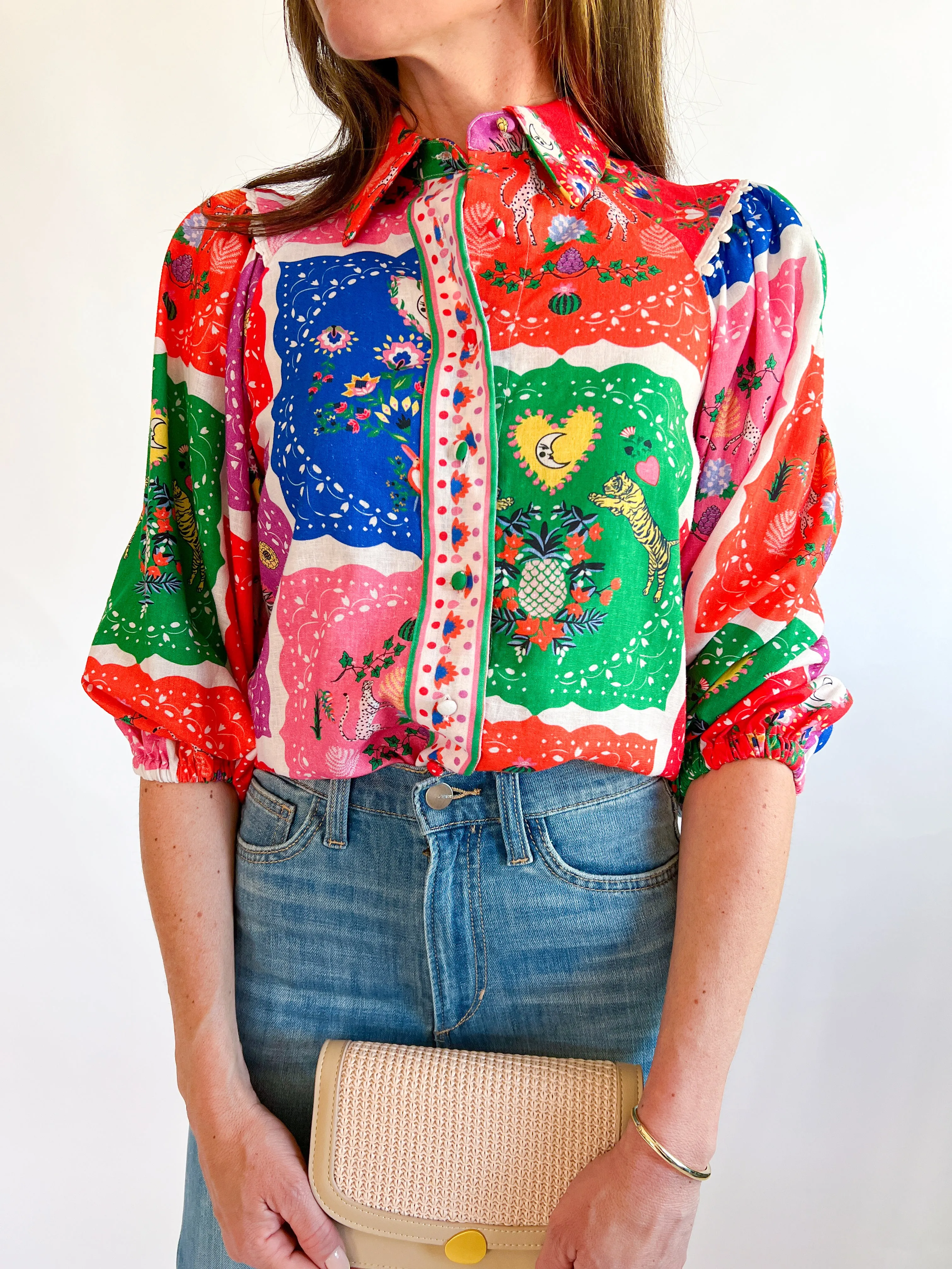 Edie Scarf Print Blouse
