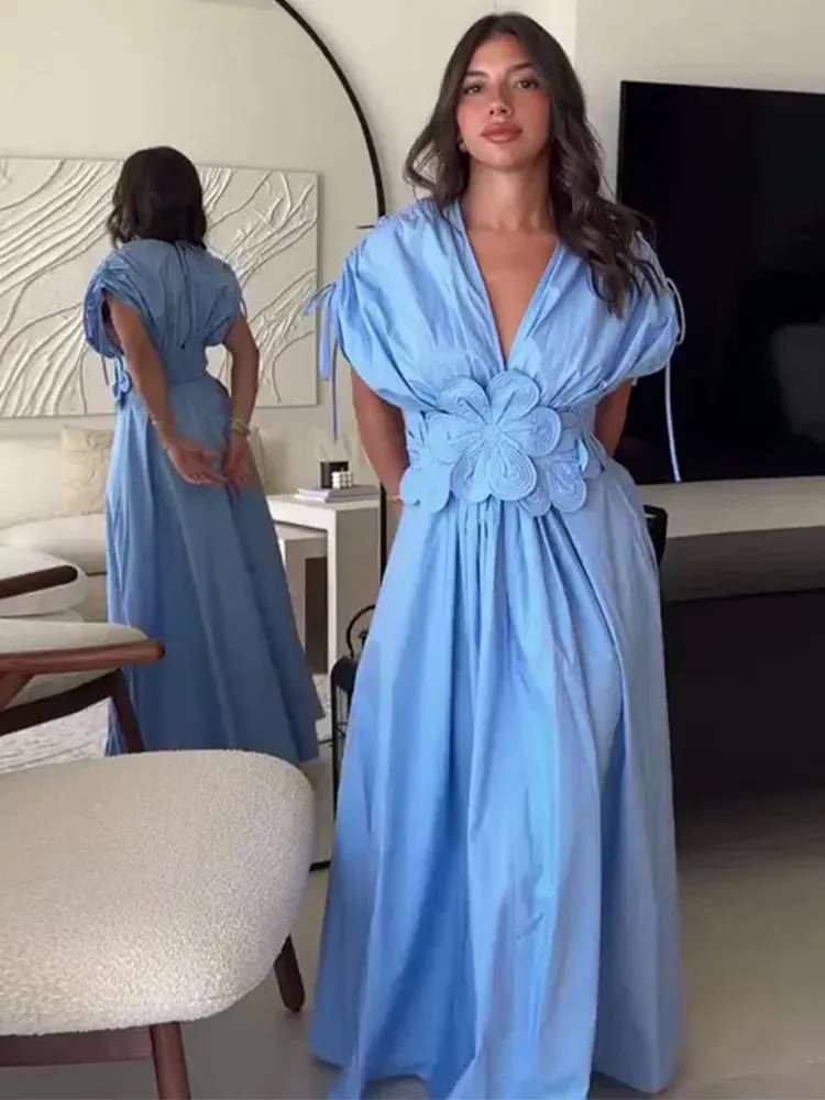 Elegant Pleated A-Line Long Dress