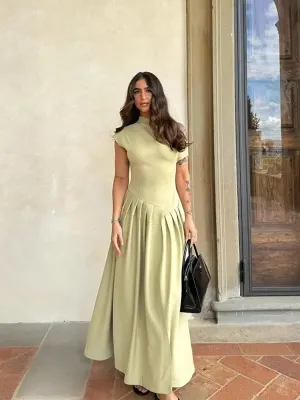 Elegant Pleated A-Line Long Dress