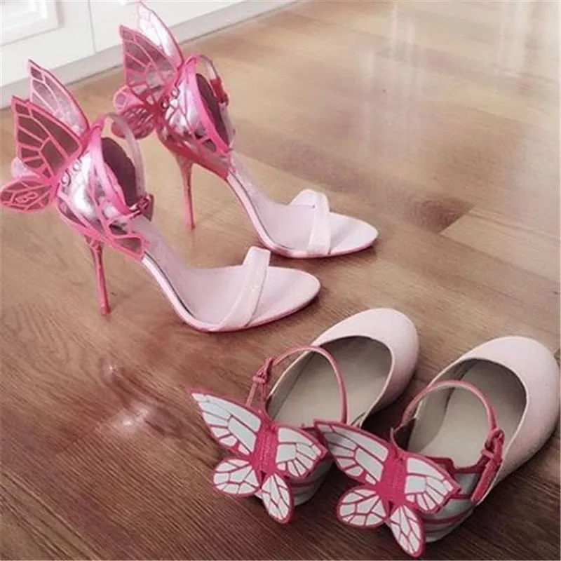 Embroidered Satin Butterfly High Heeled