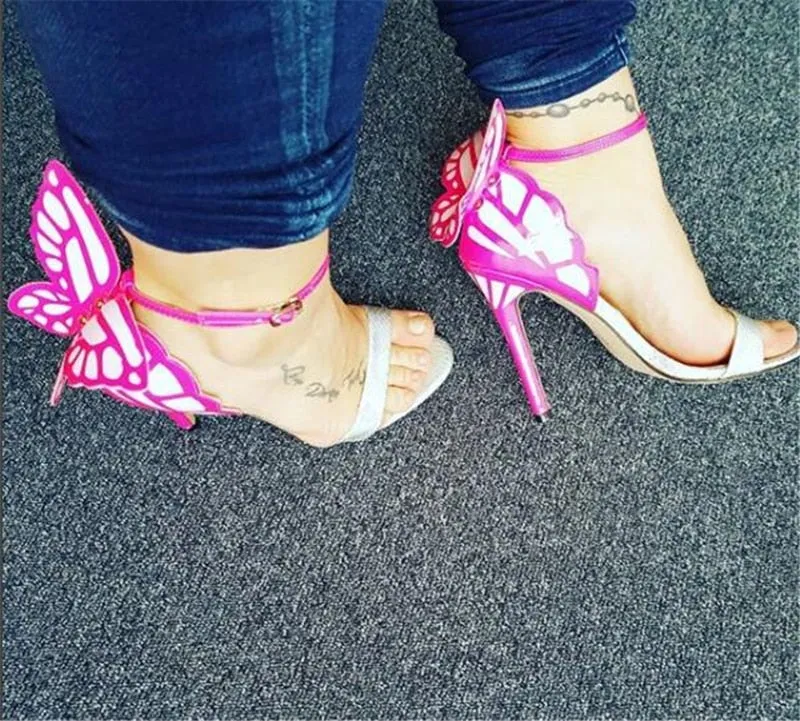 Embroidered Satin Butterfly High Heeled