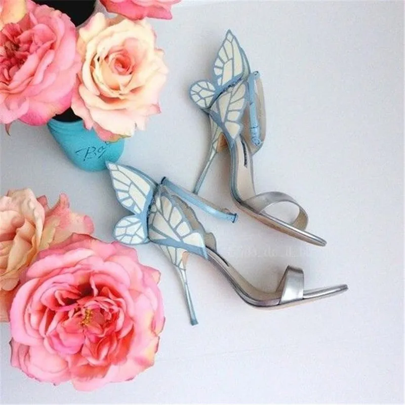 Embroidered Satin Butterfly High Heeled