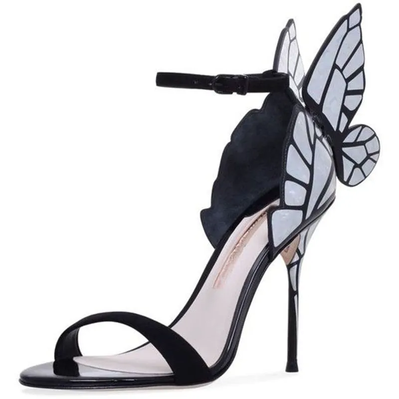 Embroidered Satin Butterfly High Heeled
