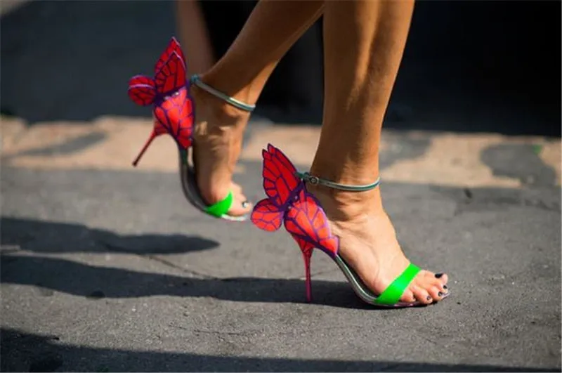 Embroidered Satin Butterfly High Heeled