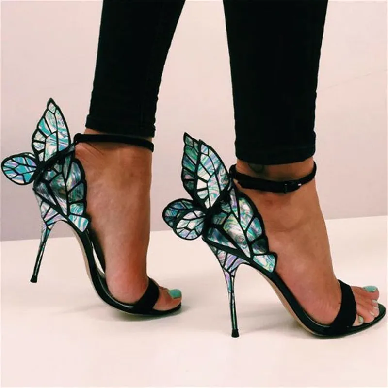Embroidered Satin Butterfly High Heeled