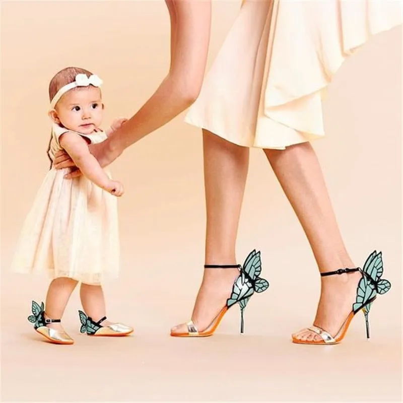 Embroidered Satin Butterfly High Heeled