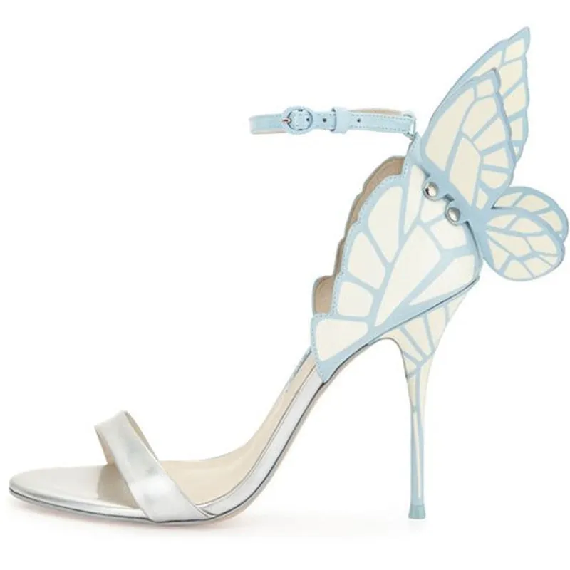 Embroidered Satin Butterfly High Heeled
