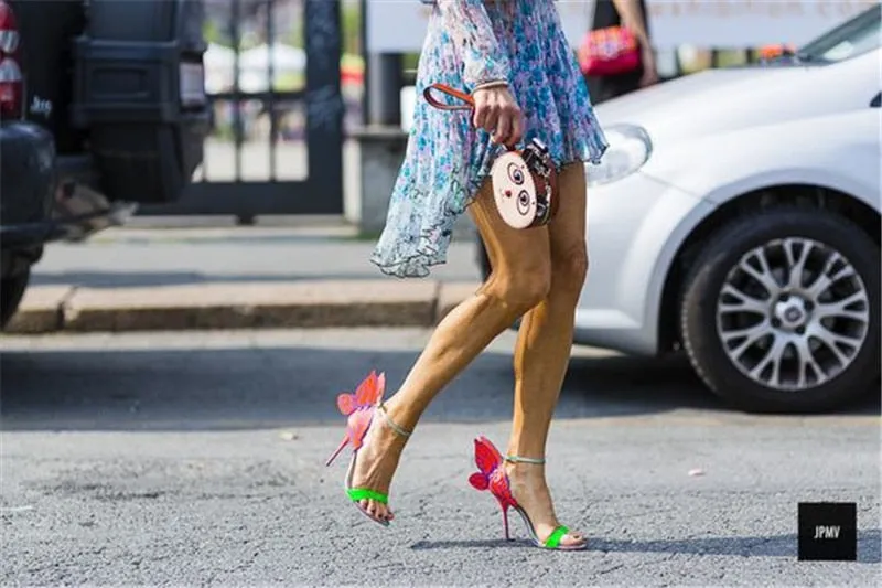 Embroidered Satin Butterfly High Heeled