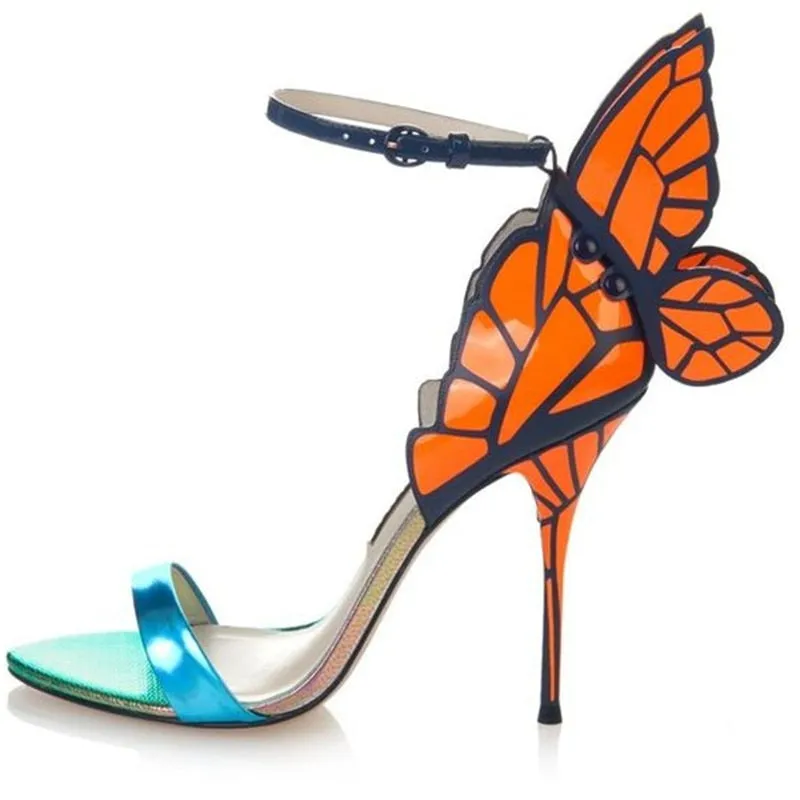 Embroidered Satin Butterfly High Heeled