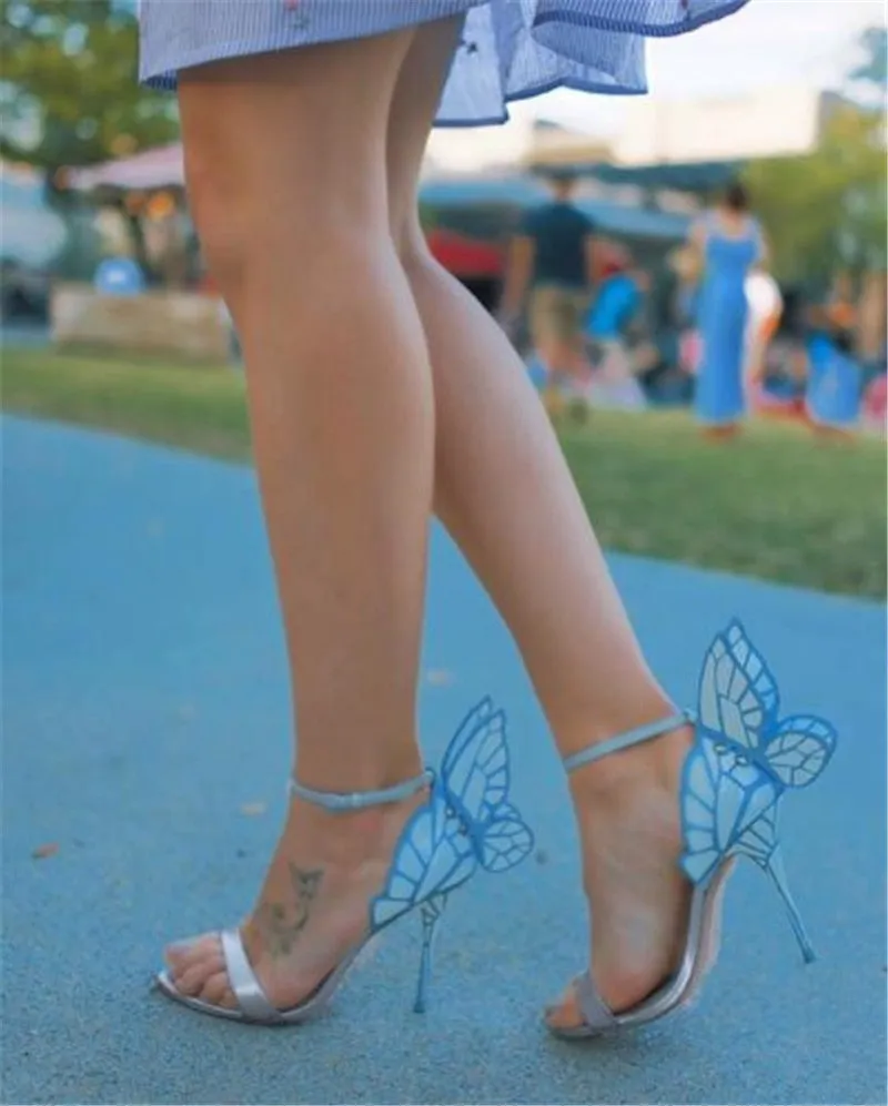 Embroidered Satin Butterfly High Heeled