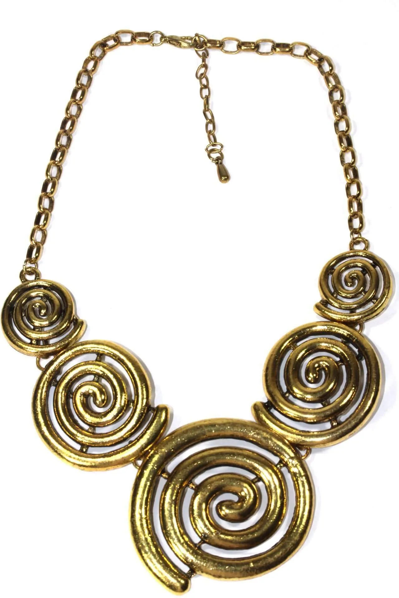 Five Spiral Pendants Statement Necklace